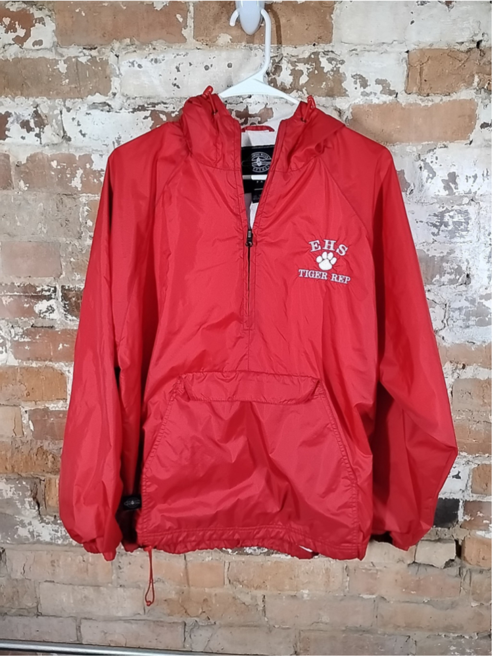 Eufaula High School Tiger Rep Red Half Zip Rain Jacket Charles River size Small